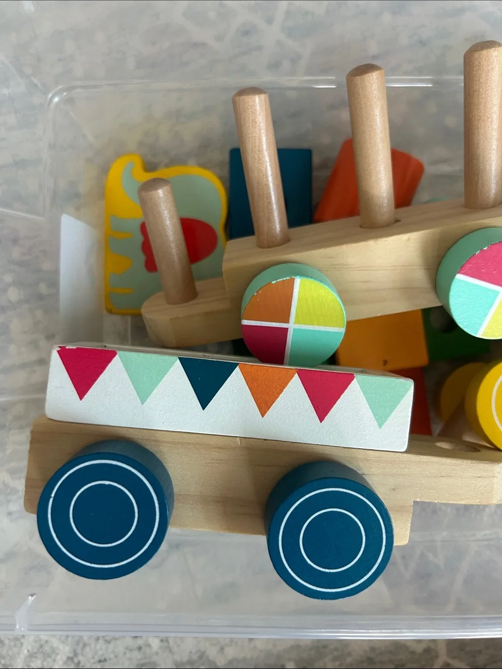 Wooden Animal Building Blocks Train Toy - Multicolor